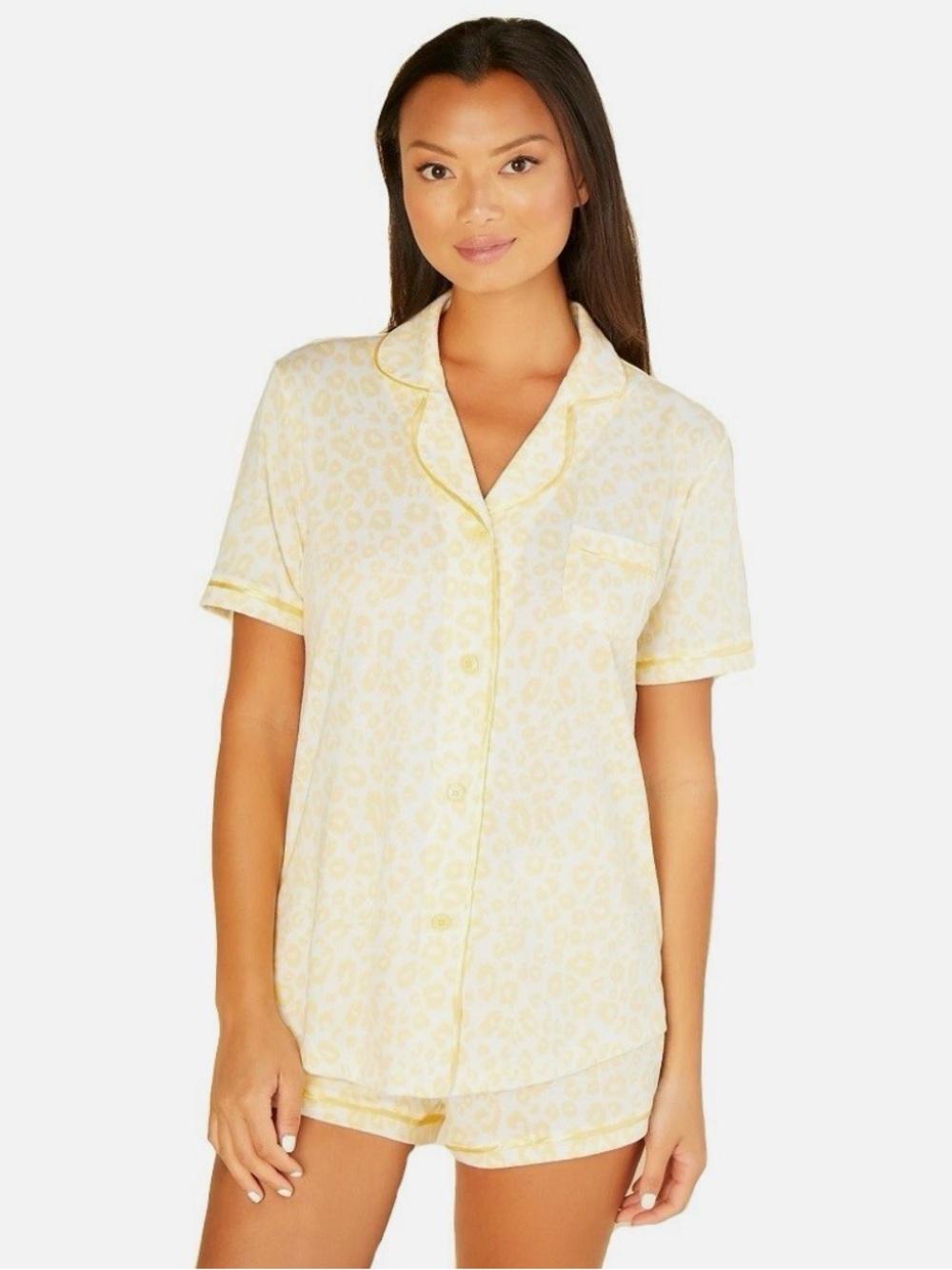 Cosabella Yellow Leopard-Print Short Pajama Set